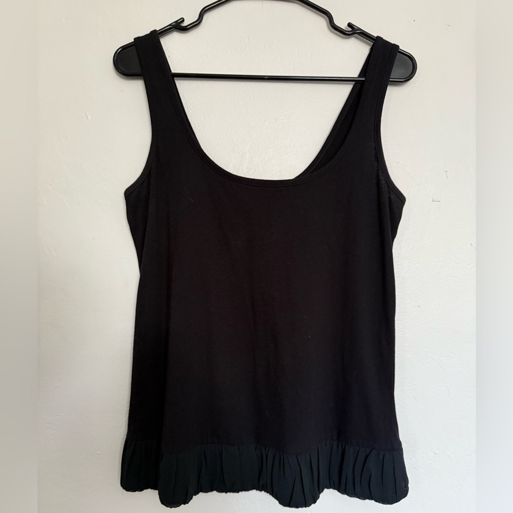 BCBGeneration Black Tank Top with Ruffle Hem Size Medium